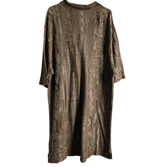 Vintage Coogi Knit Polo Shirt Brown Neutral Textured Logo Y2K Henley Cotton XXXL - Picture 10 of 12